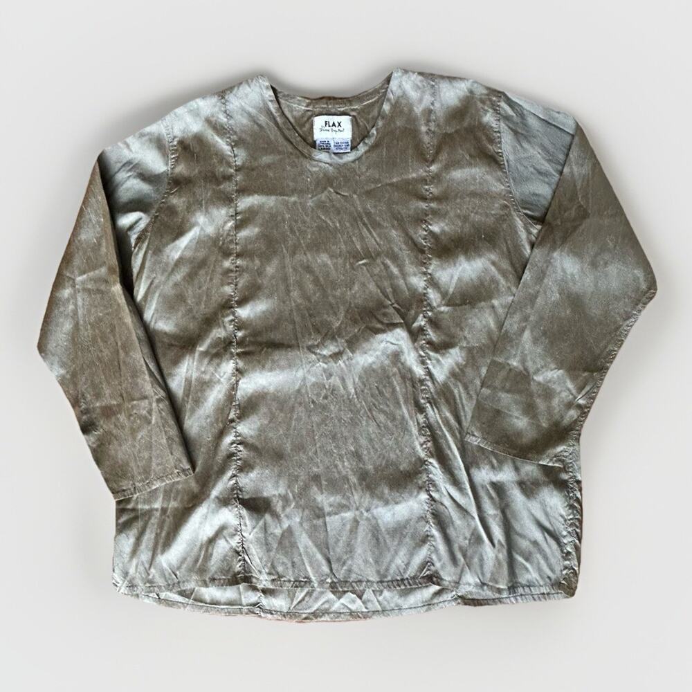 VTG FLAX Jeanne Engelhart 100% Raw Silk Tunic Top Women's Size Large Lagenlook - Picture 9 of 12